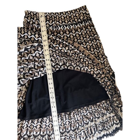 Jm Collection Petite Geometric Patterned Ruffled Tier Skirt Nylon, Size PS - Picture 7 of 7